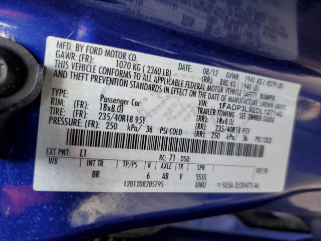 Photo 10 from auction – 2013 FORD FOCUS ST with VIN 1FADP3L92DL127142
