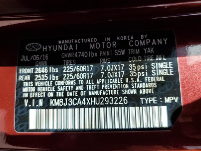 Photo 10 from auction – 2017 HYUNDAI TUCSON LIM with VIN KM8J3CA4XHU293226