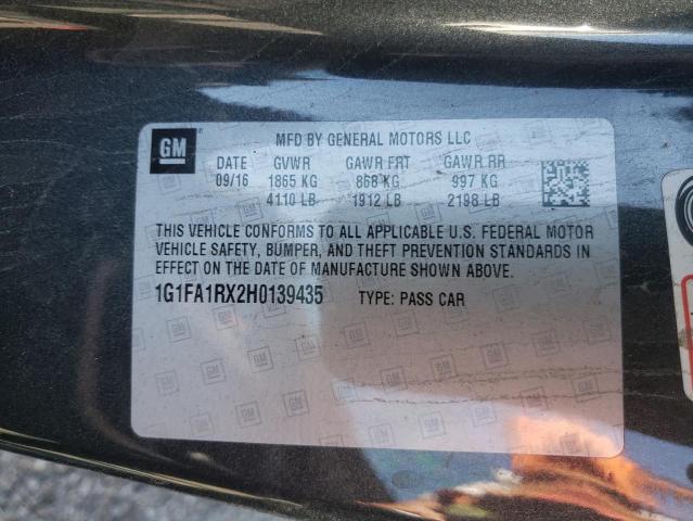 Photo 10 from auction – 2017 CHEVROLET CAMARO LS with VIN 1G1FA1RX2H0139435