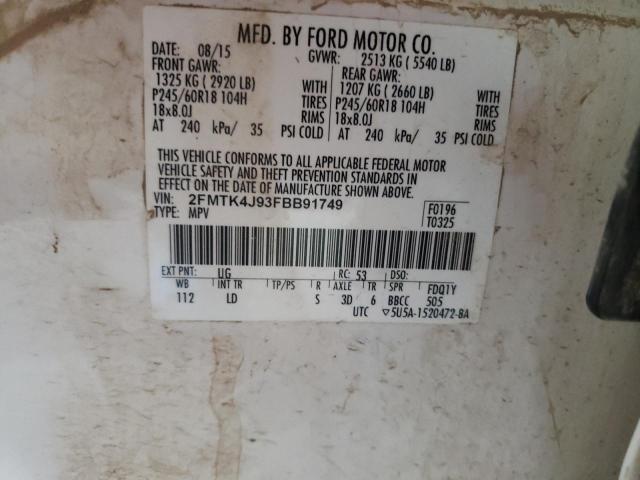 Photo 10 from auction – 2015 FORD EDGE SEL with VIN 2FMTK4J93FBB91749