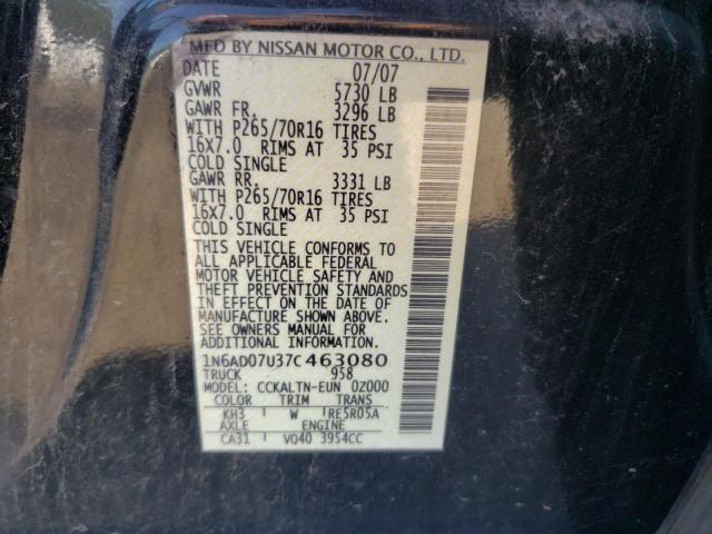 Photo 10 from auction – 2007 NISSAN FRONTIER C with VIN 1N6AD07U37C463080
