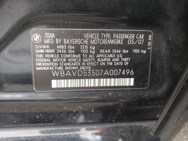 Photo 10 from auction – 2007 BMW 335 XI with VIN WBAVD53507A007496