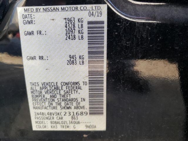 Photo 10 from auction – 2019 NISSAN ALTIMA S with VIN 1N4BL4BV3KC231689