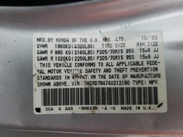 Photo 10 from auction – 2004 HONDA CR-V EX with VIN SHSRD78474U212180