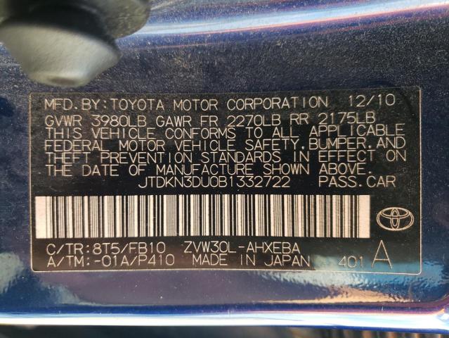Photo 10 from auction – 2011 TOYOTA PRIUS with VIN JTDKN3DU0B1332722
