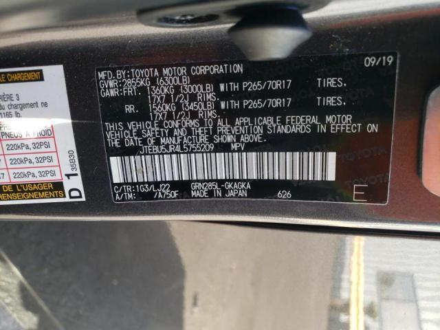 Photo 10 from auction – 2020 TOYOTA 4RUNNER SR with VIN JTEBU5JR4L5755209
