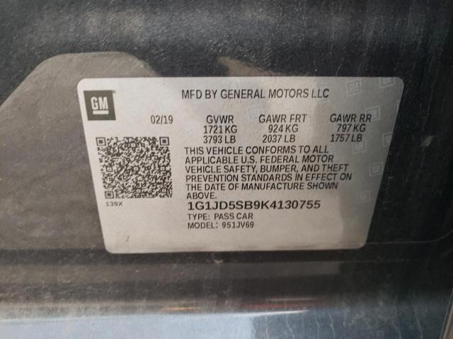 Photo 10 from auction – 2019 CHEVROLET SONIC LT with VIN 1G1JD5SB9K4130755