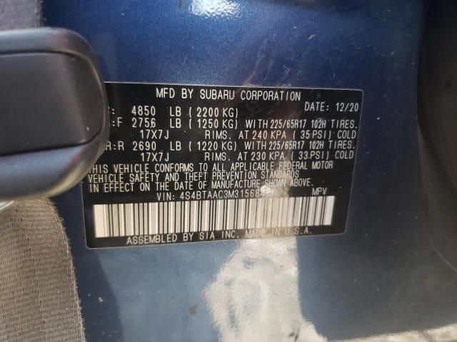 Photo 10 from auction – 2021 SUBARU OUTBACK with VIN 4S4BTAAC3M3156841