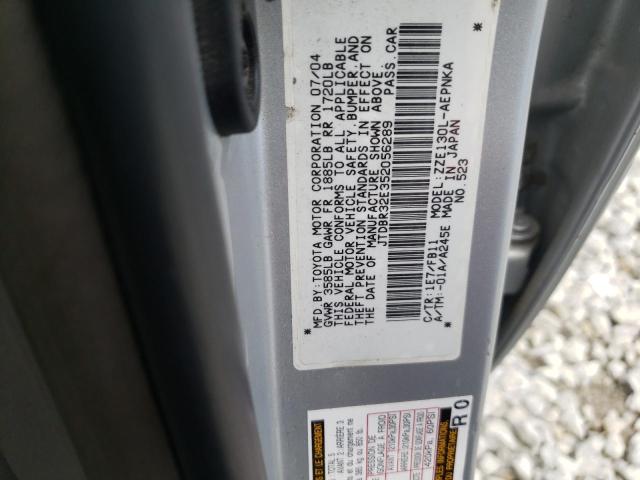 Photo 10 from auction – 2005 TOYOTA COROLLA CE with VIN JTDBR32E352056289