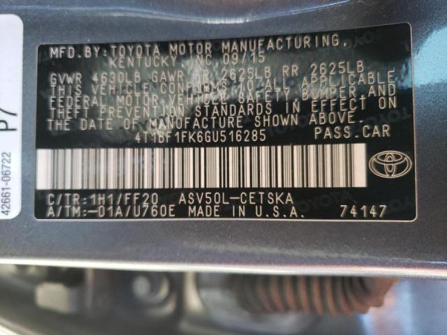 Photo 10 from auction – 2016 TOYOTA CAMRY LE with VIN 4T1BF1FK6GU516285
