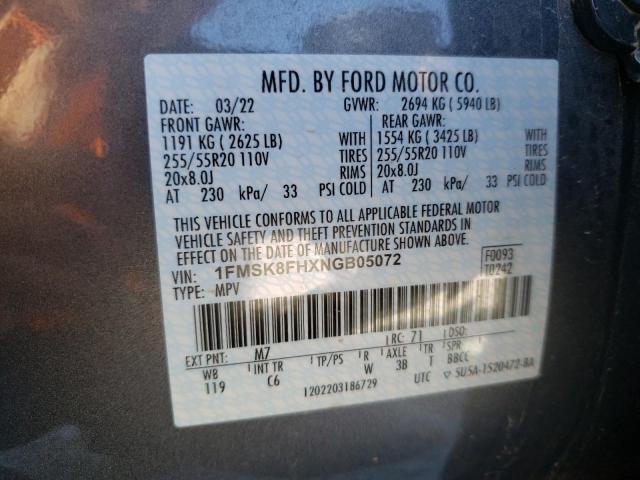 Photo 10 from auction – 2022 FORD EXPLORER L with VIN 1FMSK8FHXNGB05072