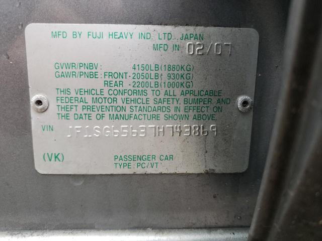 Photo 10 from auction – 2007 SUBARU FORESTER 2 with VIN JF1SG65637H743869