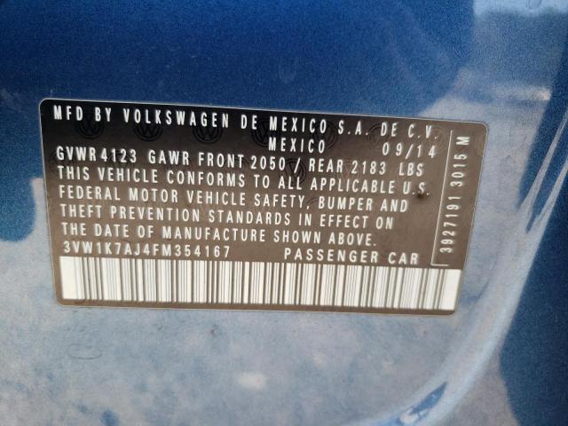 Photo 10 from auction – 2015 VOLKSWAGEN JETTA with VIN 3VW1K7AJ4FM354167