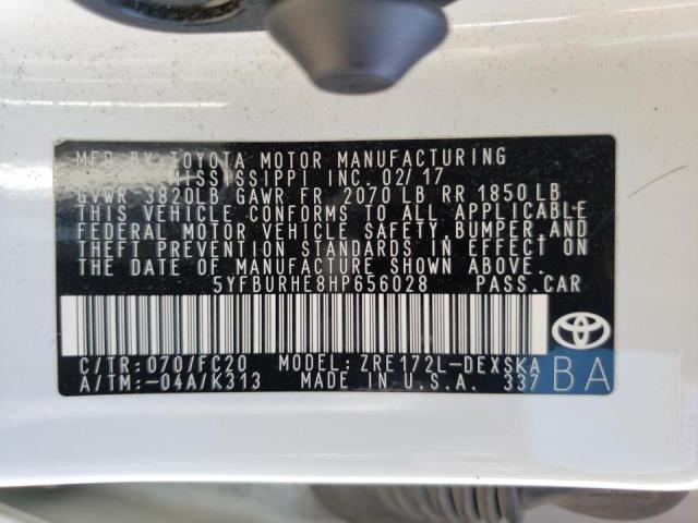 Photo 10 from auction – 2017 TOYOTA COROLLA L with VIN 5YFBURHE8HP656028
