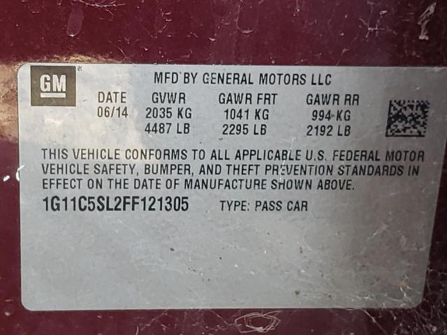 Photo 10 from auction – 2015 CHEVROLET MALIBU 1LT with VIN 1G11C5SL2FF121305