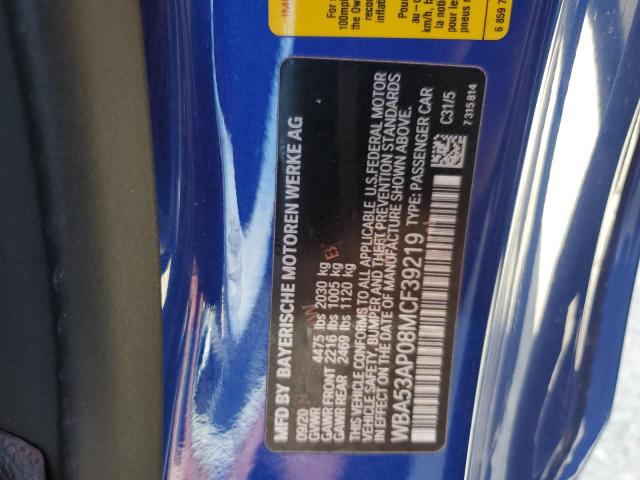Photo 10 from auction – 2021 BMW 430I with VIN WBA53AP08MCF39219