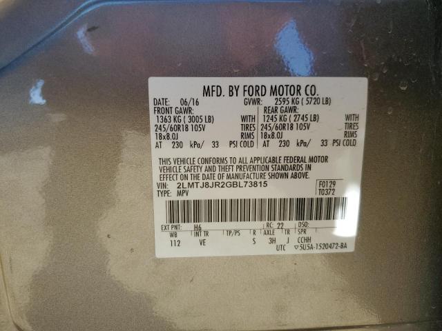 Photo 10 from auction – 2016 LINCOLN MKX PREMIE with VIN 2LMTJ8JR2GBL73815
