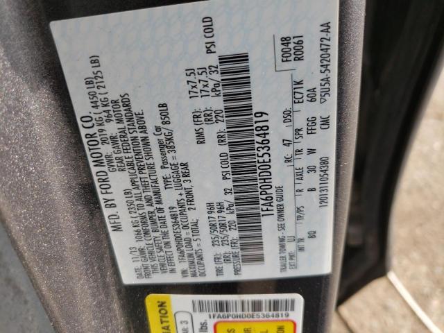 Photo 10 from auction – 2014 FORD FUSION SE with VIN 1FA6P0HD0E5364819