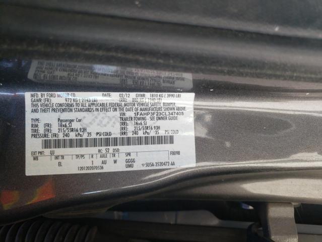 Photo 10 from auction – 2012 FORD FOCUS SE with VIN 1FAHP3F23CL347405