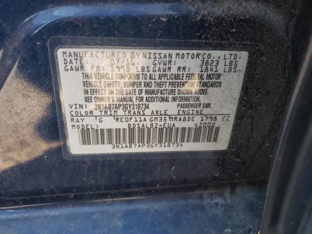 Photo 10 from auction – 2016 NISSAN SENTRA S with VIN 3N1AB7AP3GY318734