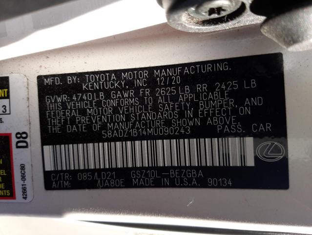 Photo 10 from auction – 2021 LEXUS ES 350 BAS with VIN 58ADZ1B14MU090243