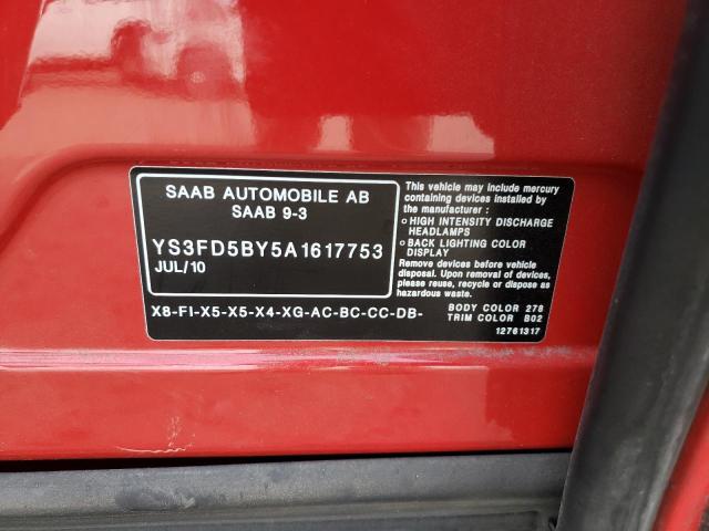 Photo 10 from auction – 2010 SAAB 9-3 2.0T with VIN YS3FD5BY5A1617753