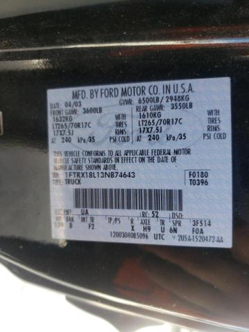 Фото 10 с аукциона – 2003 FORD F150 с VIN 1FTRX18L13NB74643