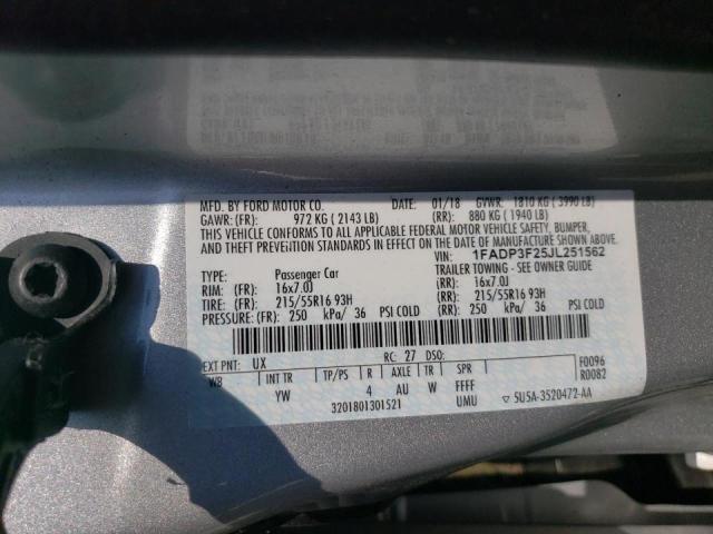 Photo 10 from auction – 2018 FORD FOCUS SE with VIN 1FADP3F25JL251562