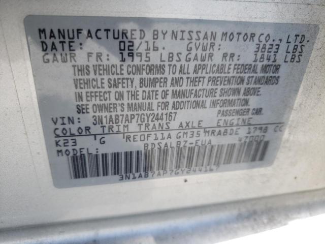 Photo 10 from auction – 2016 NISSAN SENTRA S with VIN 3N1AB7AP7GY244167