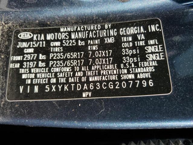 Photo 10 from auction – 2012 KIA SORENTO BA with VIN 5XYKTDA63CG207796
