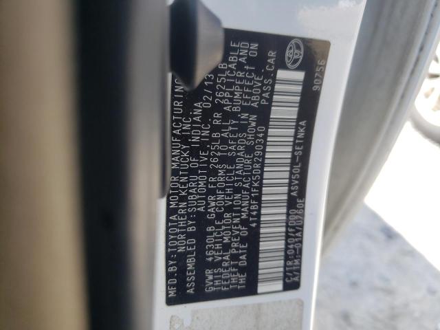 Photo 10 from auction – 2013 TOYOTA CAMRY L with VIN 4T4BF1FK5DR290340