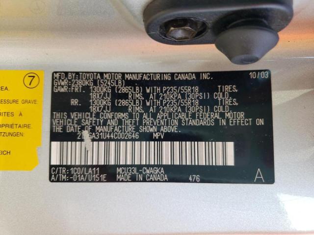 Photo 10 from auction – 2004 LEXUS RX 330 with VIN 2T2GA31U44C002646