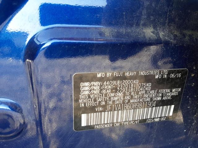 Photo 10 from auction – 2017 SUBARU WRX with VIN JF1VA1B60H9811904