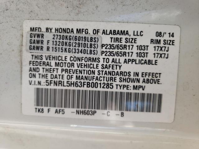 Photo 10 from auction – 2015 HONDA ODYSSEY EX with VIN 5FNRL5H63FB001285