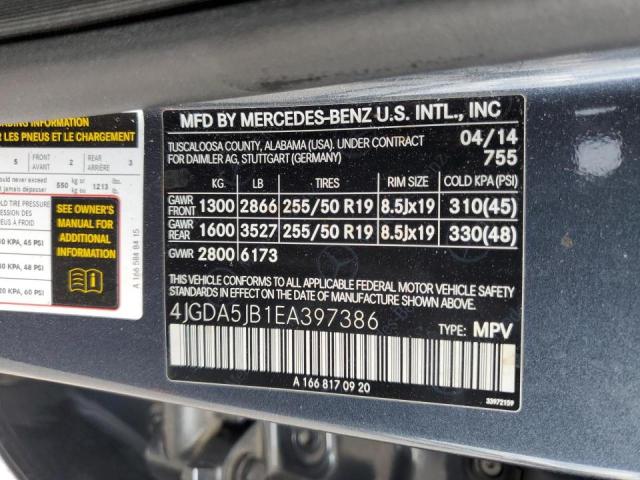 Photo 10 from auction – 2014 MERCEDES-BENZ ML 350 with VIN 4JGDA5JB1EA397386