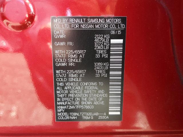 Photo 10 from auction – 2015 NISSAN ROGUE S with VIN KNMAT2MV7FP576603