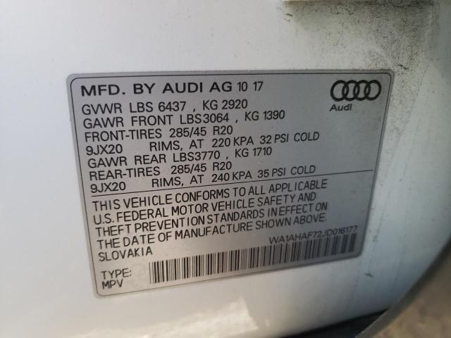 Photo 10 from auction – 2018 AUDI Q7 PREMIUM with VIN WA1AHAF72JD016177