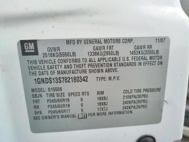 Photo 10 from auction – 2008 CHEVROLET TRAILBLAZE with VIN 1GNDS13S782180342