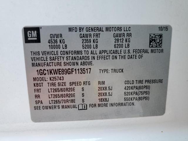 Photo 10 from auction – 2016 CHEVROLET SILVERADO with VIN 1GC1KWE89GF113517