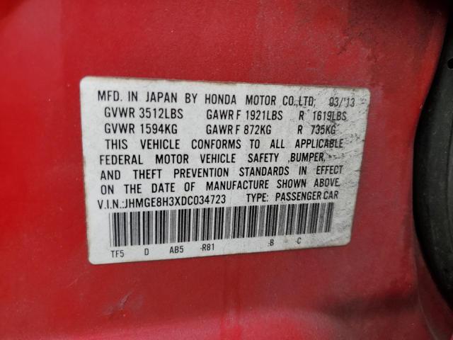 Photo 10 from auction – 2013 HONDA FIT with VIN JHMGE8H3XDC034723