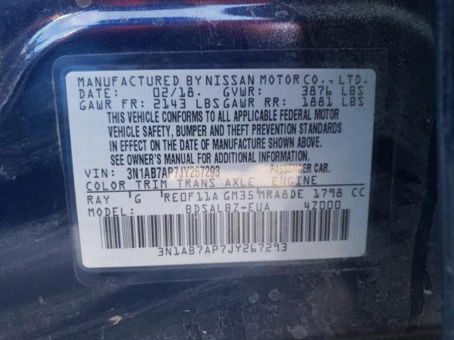 Photo 10 from auction – 2018 NISSAN SENTRA S with VIN 3N1AB7AP7JY267293