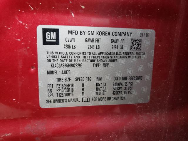Photo 10 from auction – 2017 BUICK ENCORE PRE with VIN KL4CJASB6HB022299
