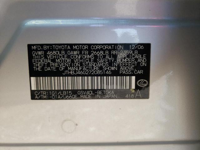 Foto 10 de la subasta – 2007 LEXUS ES 350 con VIN JTHBJ46G272085146