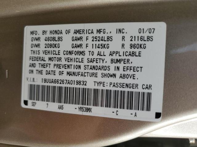 Photo 10 from auction – 2007 ACURA TL with VIN 19UUA66267A019832