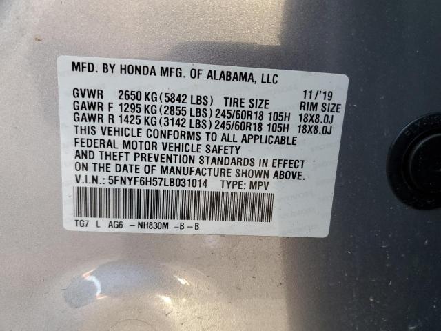 Photo 10 from auction – 2020 HONDA PILOT EXL with VIN 5FNYF6H57LB031014