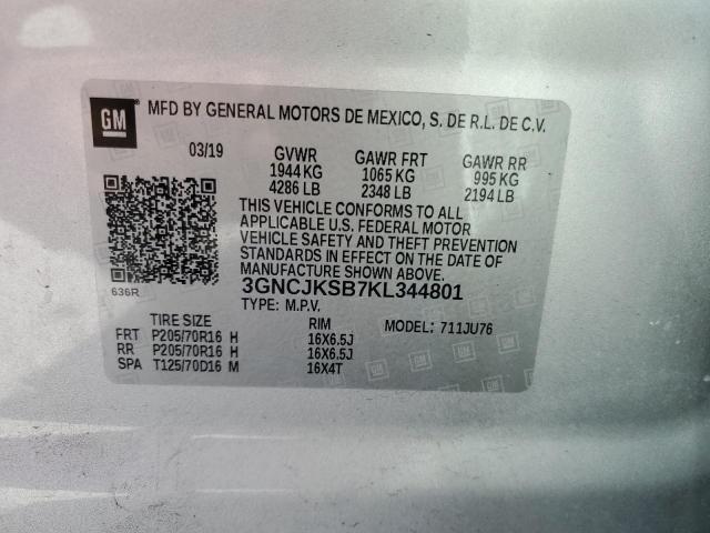 Photo 10 from auction – 2019 CHEVROLET TRAX LS with VIN 3GNCJKSB7KL344801