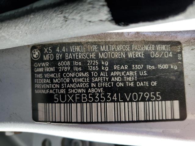 Photo 10 from auction – 2004 BMW X5 4.4I with VIN 5UXFB53534LV07955