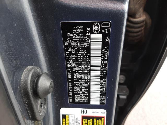 Photo 10 from auction – 2019 TOYOTA COROLLA L with VIN 2T1BURHE7KC217894