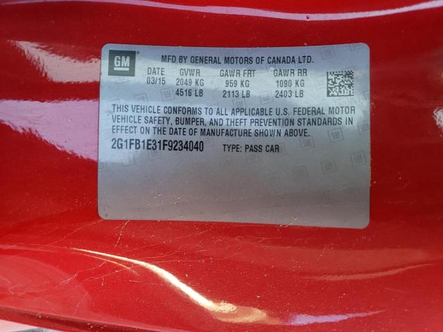Photo 10 from auction – 2015 CHEVROLET CAMARO LS with VIN 2G1FB1E31F9234040