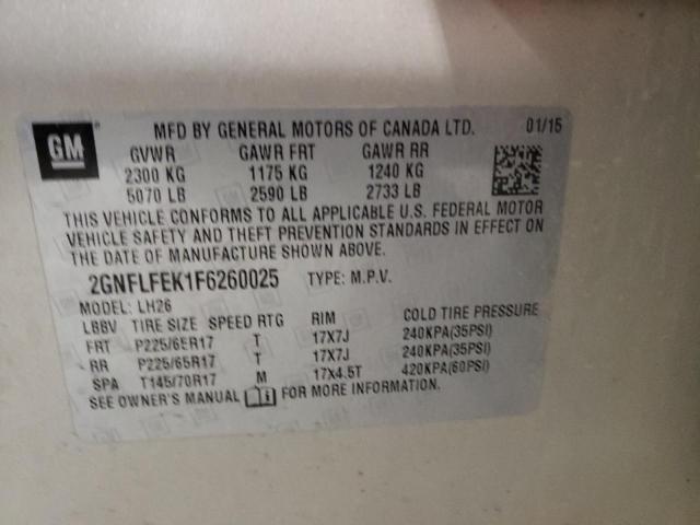Photo 10 from auction – 2015 CHEVROLET EQUINOX LT with VIN 2GNFLFEK1F6260025